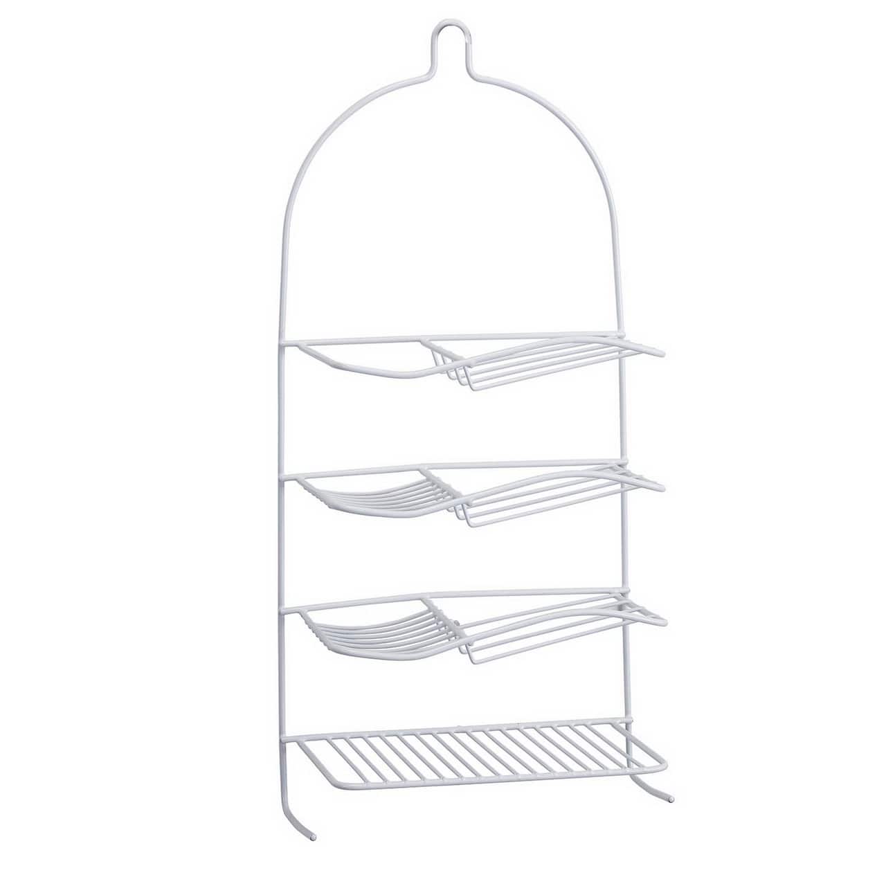 Bath Bliss White 4-Tier Rubber Shower Organizer Caddy